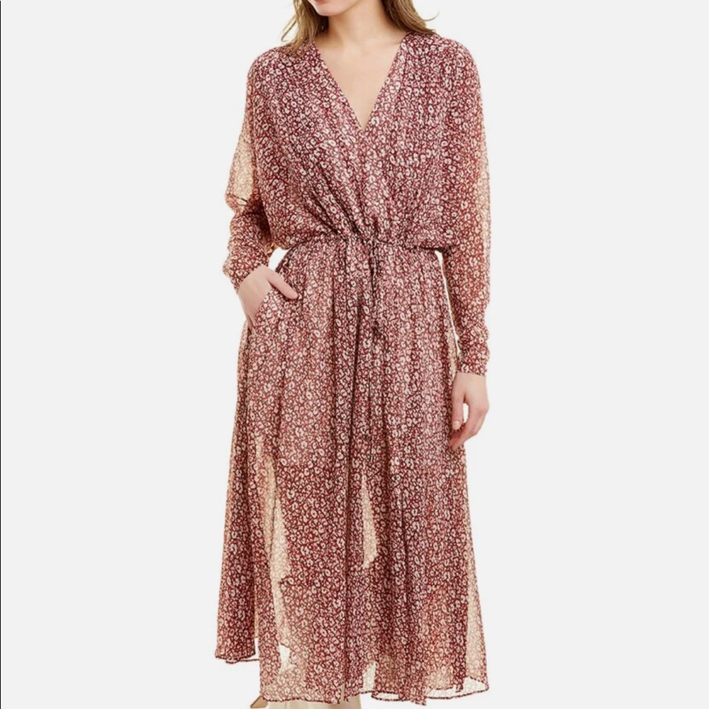 TED BAKER Vallyy Midi Dress Deep Purple Gauzy Lined Size 4 NWT